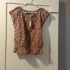 Timmy Hilfiger floral print, elastic fitted blouse